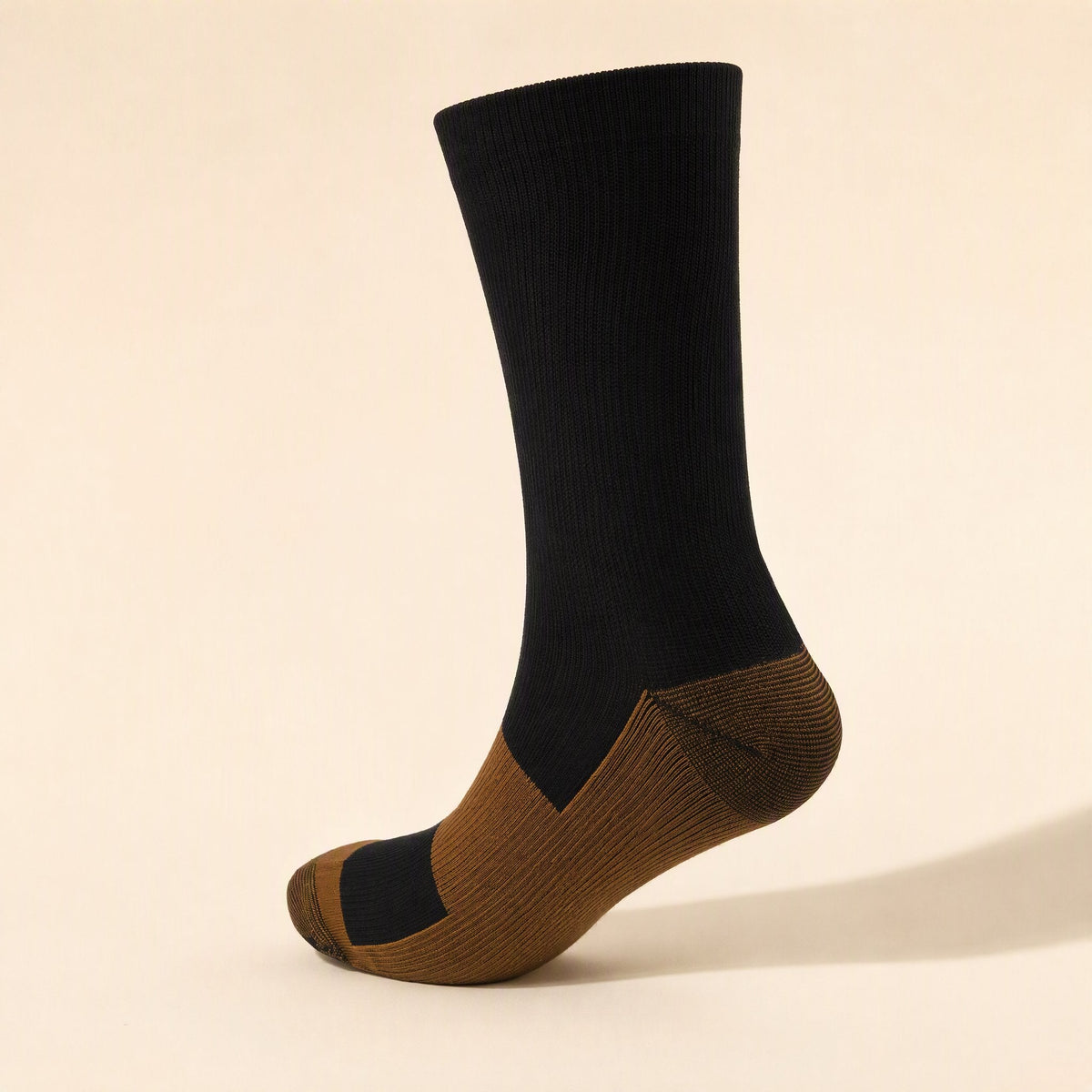 Copper fiber sports pressure calf socks with high-cylinder height and solid-color pattern - view 4
