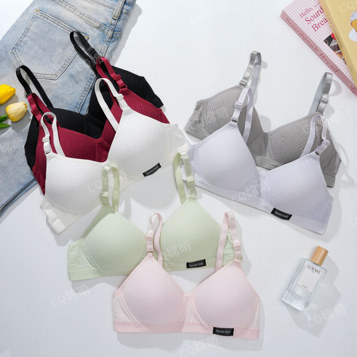Cross-Border Southeast Asian Underwear Student Cotton Wire-Free Girl Amusement Park Thin Bra Simple Push-Up Bra - image 1
