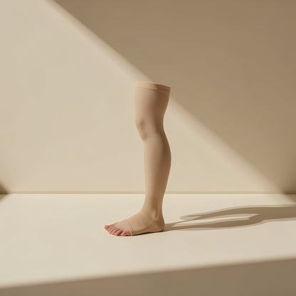 Solid-color polyester sports socks with an over-the-knee length