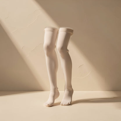 Solid-color polyester sports socks with an over-the-knee length - view 2