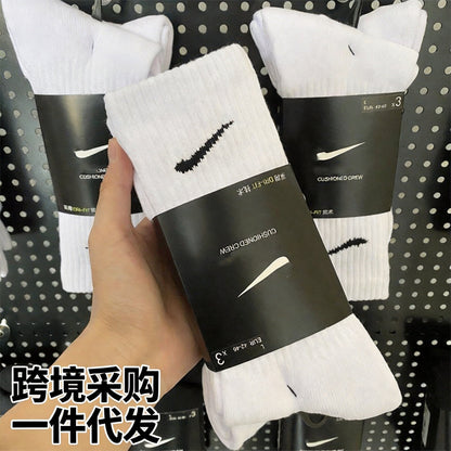 Four-Season Unisex High-Tube Sports Cotton Socks, Mid-Tube Socks, Thickened Towel Bottom Socks, Running Fitness Ankle Socks - image 1