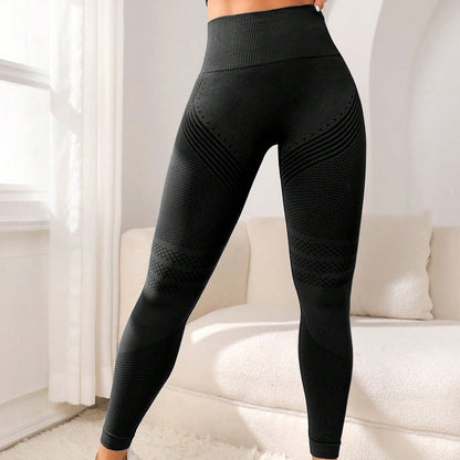 European and American sexy line hip sports tights women's high waist elastic fitness pants running yoga pants - image 2