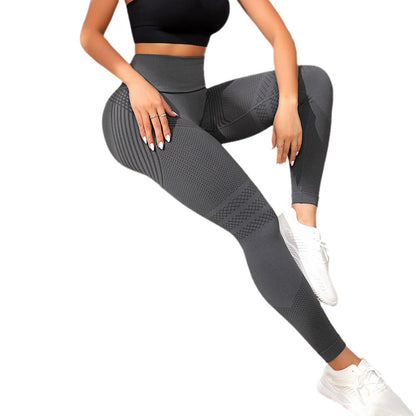 European and American sexy line hip sports tights women's high waist elastic fitness pants running yoga pants - image 5