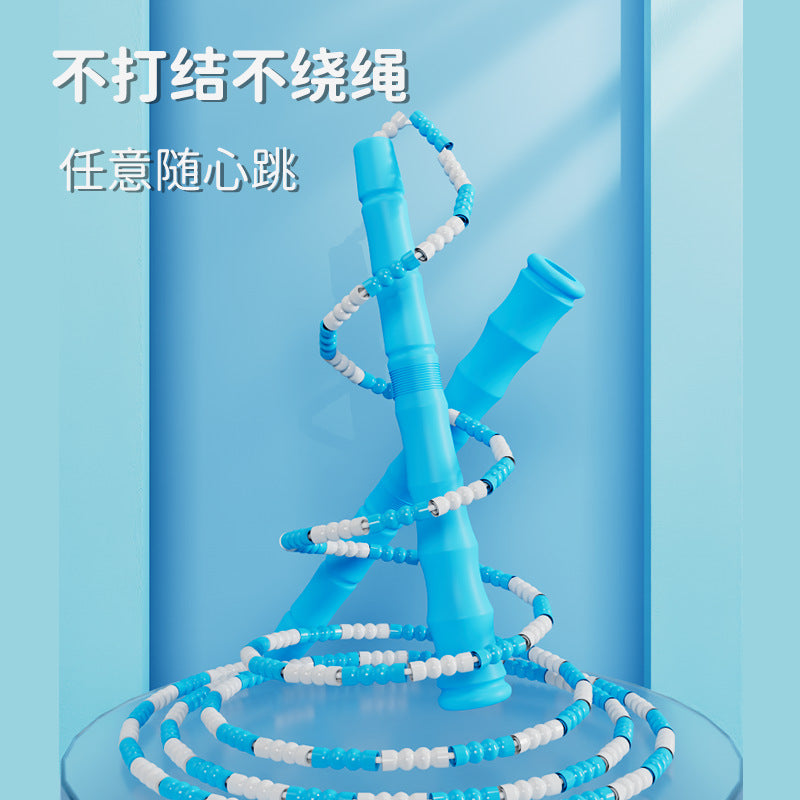 Factory wholesale bamboo rope skipping pattern adult children fitness primary and secondary school students fancy bead rope beginner rope skipping - image 2