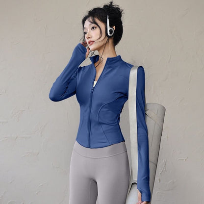Workout clothes women's slimming jacket tight yoga clothes long sleeve running quick-drying zipper coat summer monsoon sports top - image 1