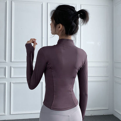 Workout clothes women's slimming jacket tight yoga clothes long sleeve running quick-drying zipper coat summer monsoon sports top - image 5