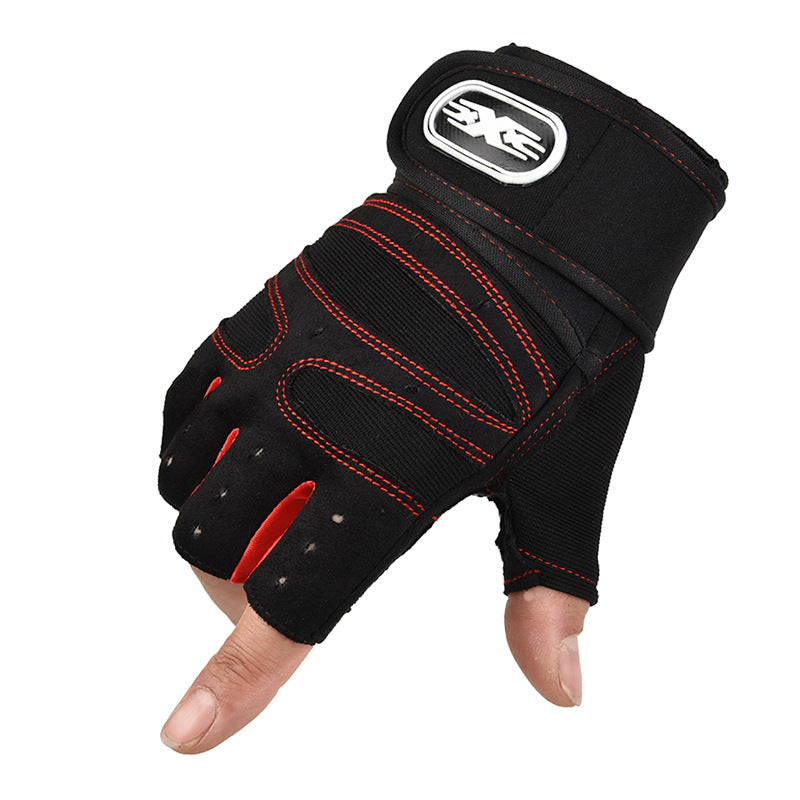 New fitness half finger gloves men and women protective anti-slip wrist guard barbell riding sports equipment foreign trade cross-border gloves - image 2