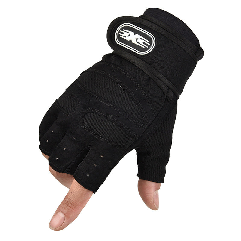 New fitness half finger gloves men and women protective anti-slip wrist guard barbell riding sports equipment foreign trade cross-border gloves - image 3