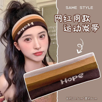 Sports hair band female running sweat-absorbent antiperspirant band yoga fitness headband outdoor headscarf female face wash headband hair band - image 2