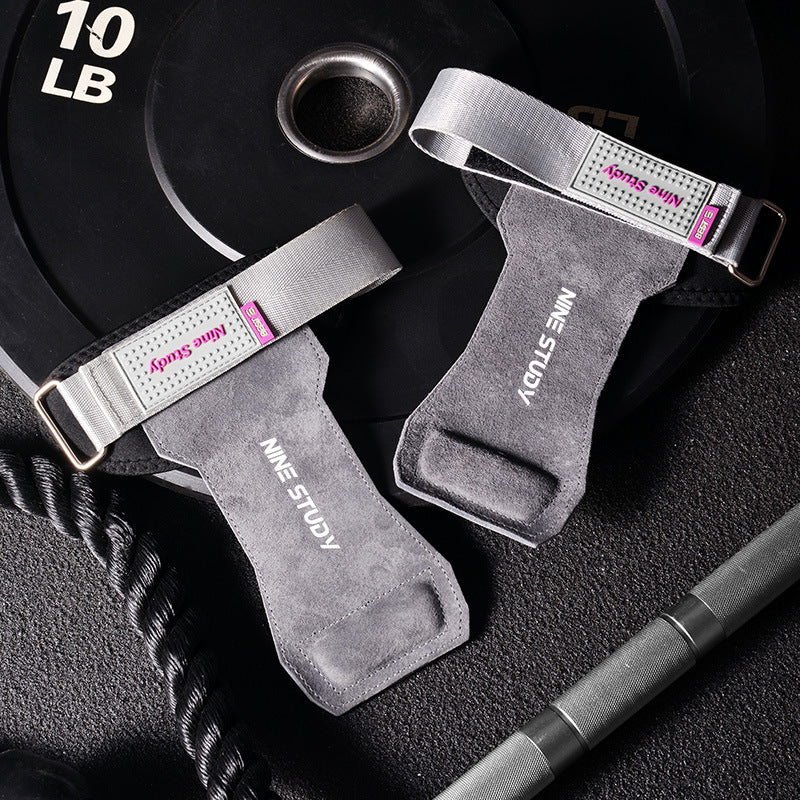 Weightlifting horizontal bar cowhide Palm protection men's and women's fitness gloves wrist guard pull-up hard pull auxiliary grip booster belt - image 1