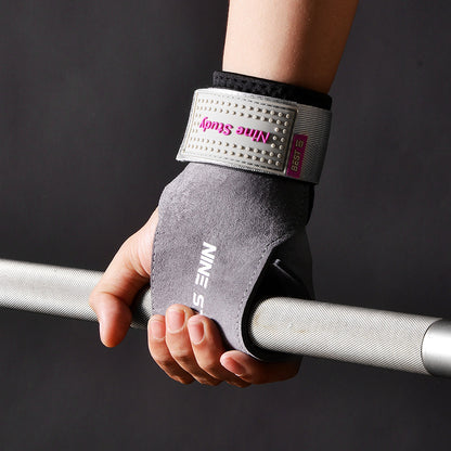 Weightlifting horizontal bar cowhide Palm protection men's and women's fitness gloves wrist guard pull-up hard pull auxiliary grip booster belt - image 3