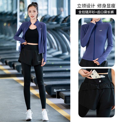 Autumn and winter professional mountaineering sports suit women's long sleeve outdoor leisure running yoga clothing fitness clothing quick-drying - image 1