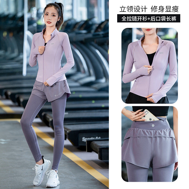 Autumn and winter professional mountaineering sports suit women's long sleeve outdoor leisure running yoga clothing fitness clothing quick-drying - image 2