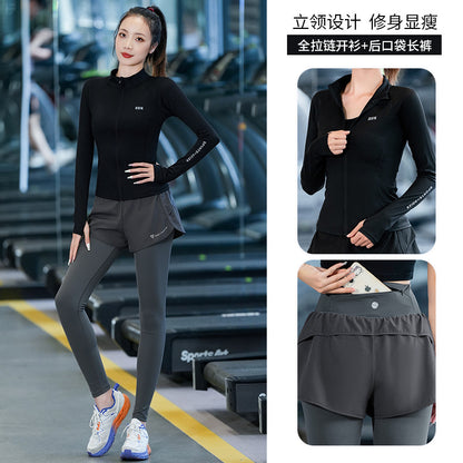 Autumn and winter professional mountaineering sports suit women's long sleeve outdoor leisure running yoga clothing fitness clothing quick-drying - image 3