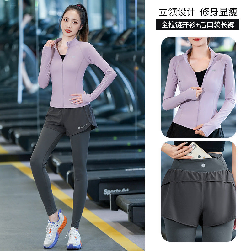 Autumn and winter professional mountaineering sports suit women's long sleeve outdoor leisure running yoga clothing fitness clothing quick-drying - image 4