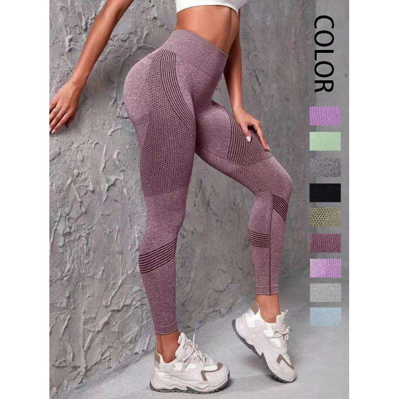 2023 cross-border popular plain hip lifting yoga pants sports fitness pants solid color high waist hip lifting pants for women - image 1