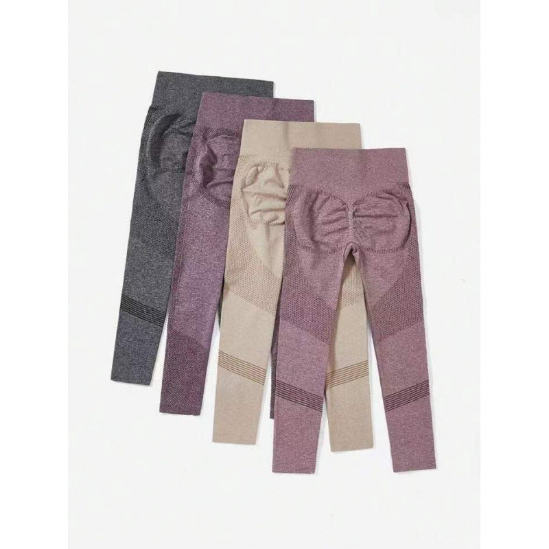2023 cross-border popular plain hip lifting yoga pants sports fitness pants solid color high waist hip lifting pants for women - image 2