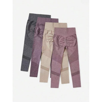 2023 cross-border popular plain hip lifting yoga pants sports fitness pants solid color high waist hip lifting pants for women - image 2