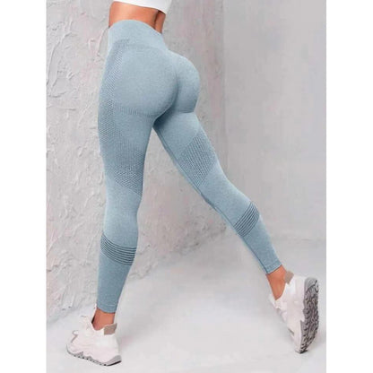 2023 cross-border popular plain hip lifting yoga pants sports fitness pants solid color high waist hip lifting pants for women - image 3