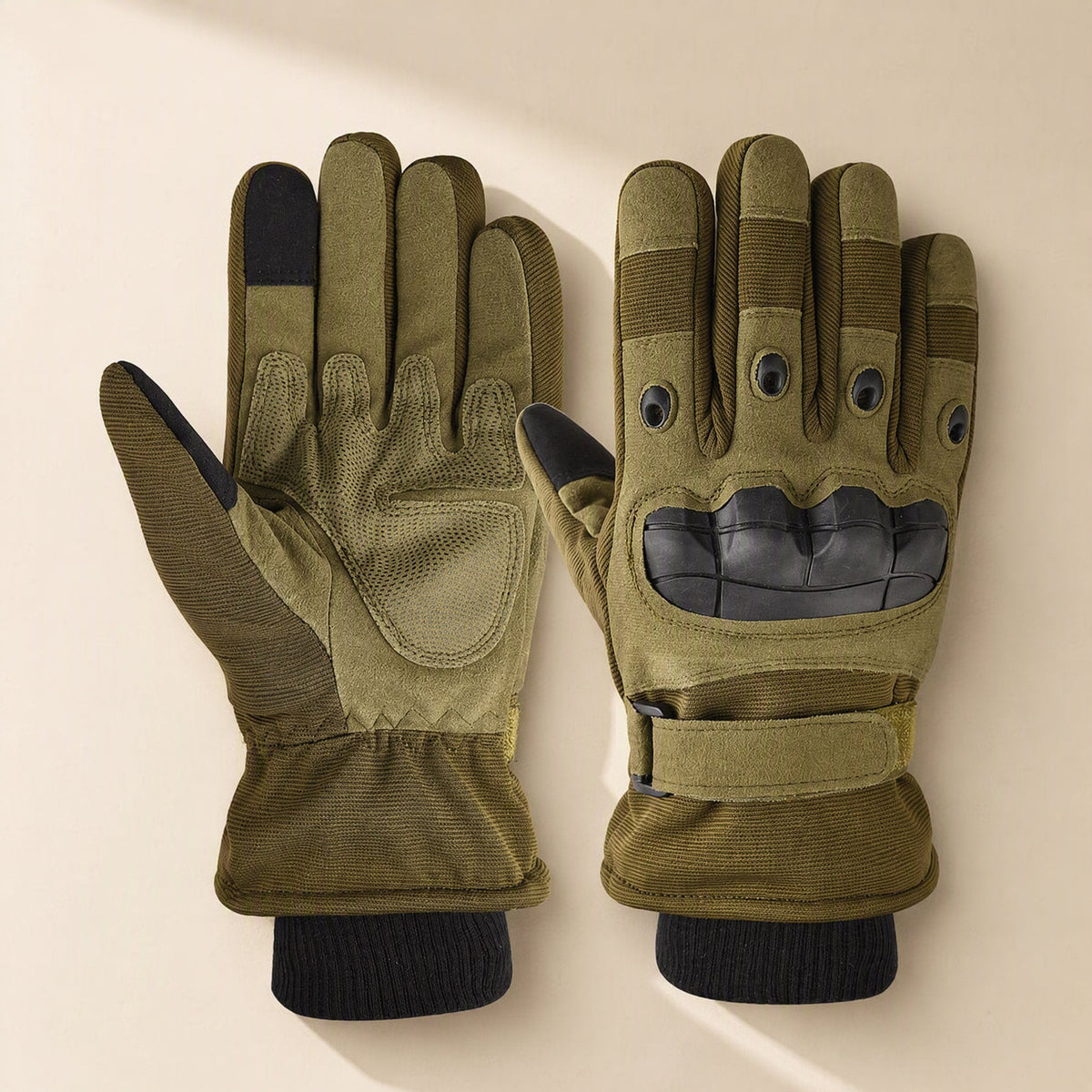 Full-finger winter gloves with a thick fleece-lined soft shell - view 2