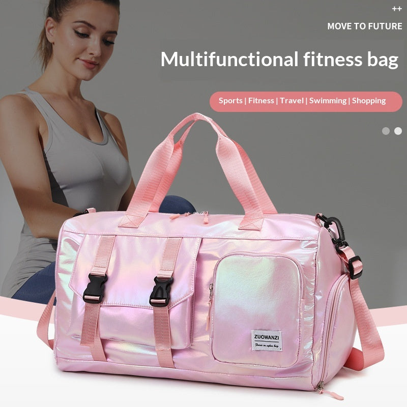 Colorful Pearlescent Yoga Fitness Bag With Dry-wet Separation