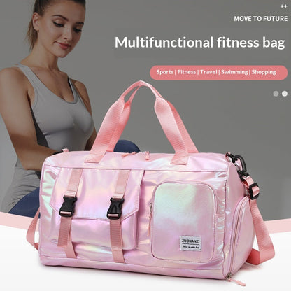 Colorful Pearlescent Yoga Fitness Bag With Dry-wet Separation