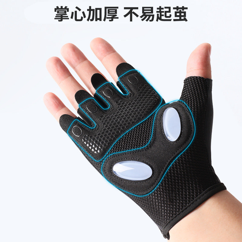 Fitness half finger gloves men and women three-dimensional silicone air cushion shock absorption wear-resistant barbell horizontal bar training anti-cocoon non-slip Sports - image 3