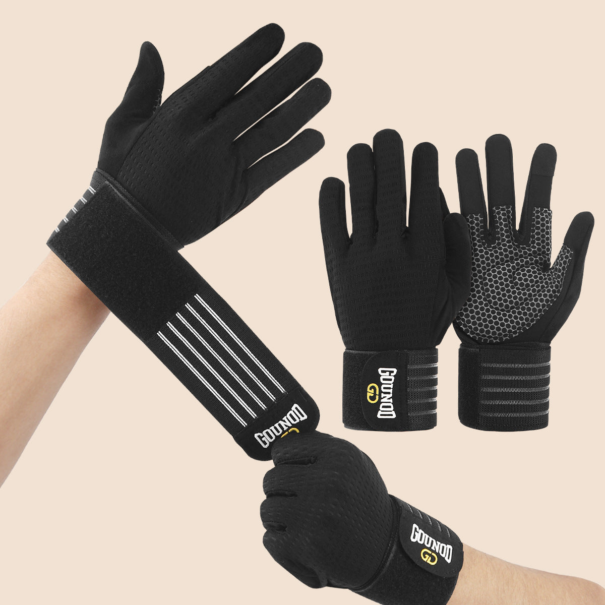 New full finger fitness gloves sports breathable wristband wear-resistant Barbell equipment weightlifting iron sports gloves - image 1