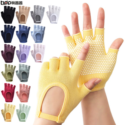 [Explosions] Women's Open Finger Back Warm Five-Finger Air Yoga Gloves Non-Slip Yoga Professional Auxiliary Supplies - image 1