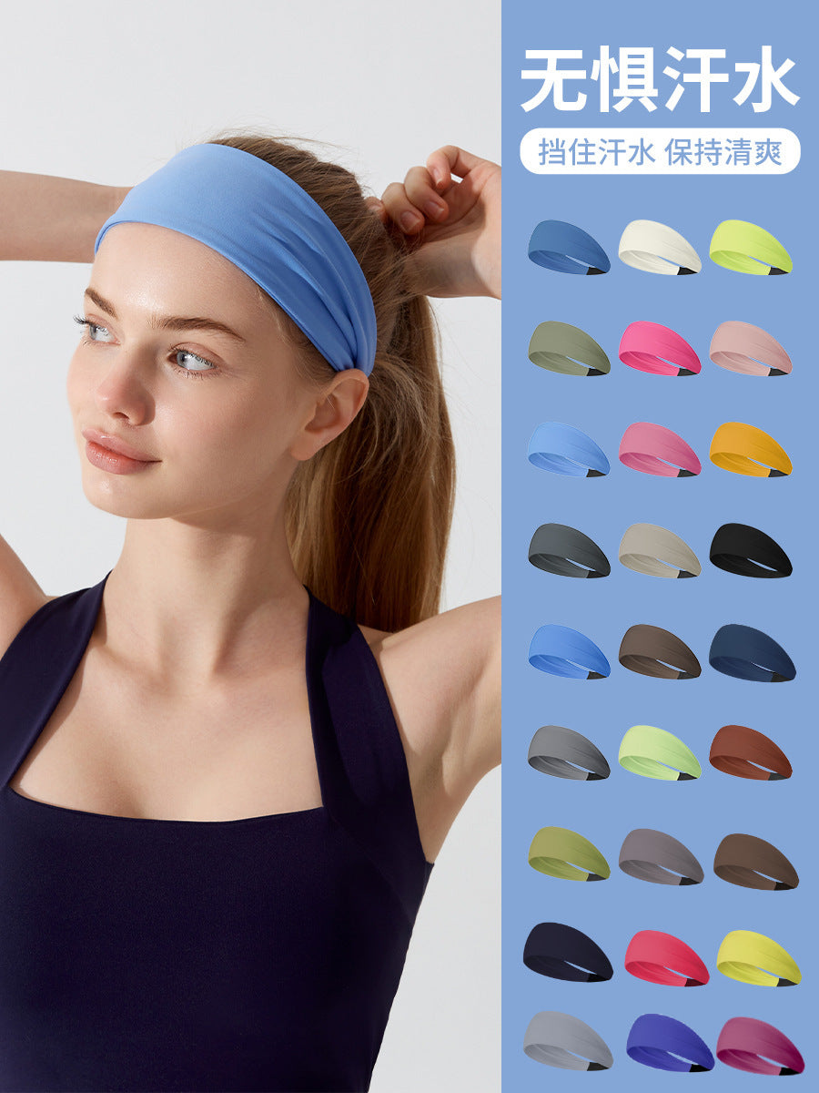 Elastic Headband Sports Headband Women's Antiperspirant Sweat Absorbent Running Fitness Yoga Headband Headband Women's Wide Side - image 1