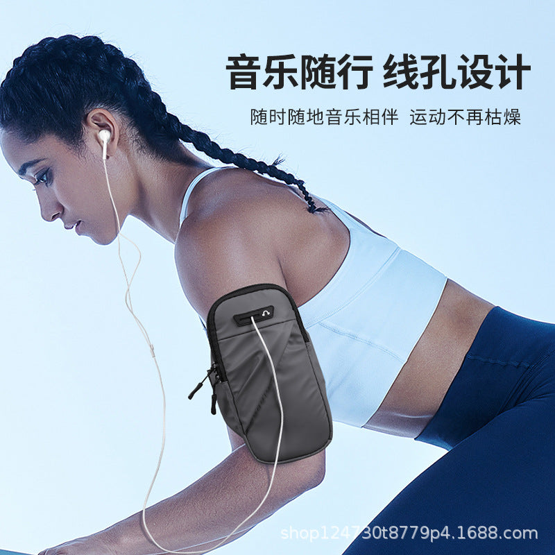 Sports running mobile phone arm bag women's fitness wrist bag breathable PU arm band outdoor cycling men's arm sleeve mobile phone handbag - image 4