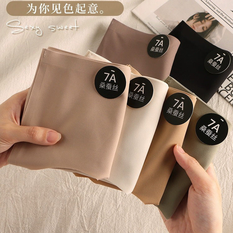7A Mulberry Silk Milk Leather Underwear Women's Mid-Waist One-Piece Traceless Non-Hip Fitness Yoga Exercise Women's Briefs - image 2
