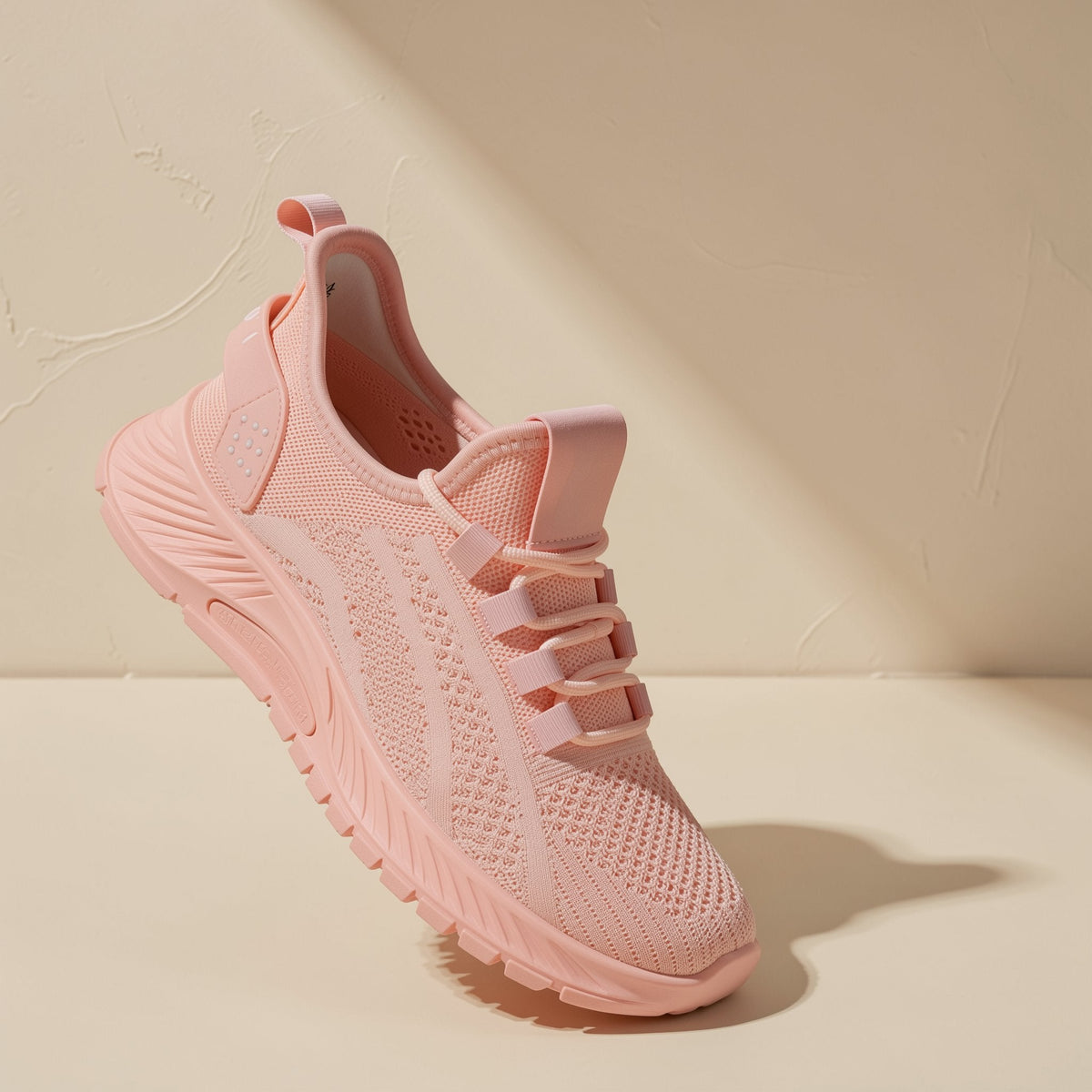 Women's mesh sports shoes with striped pattern, round toe, and flat heel - view 2
