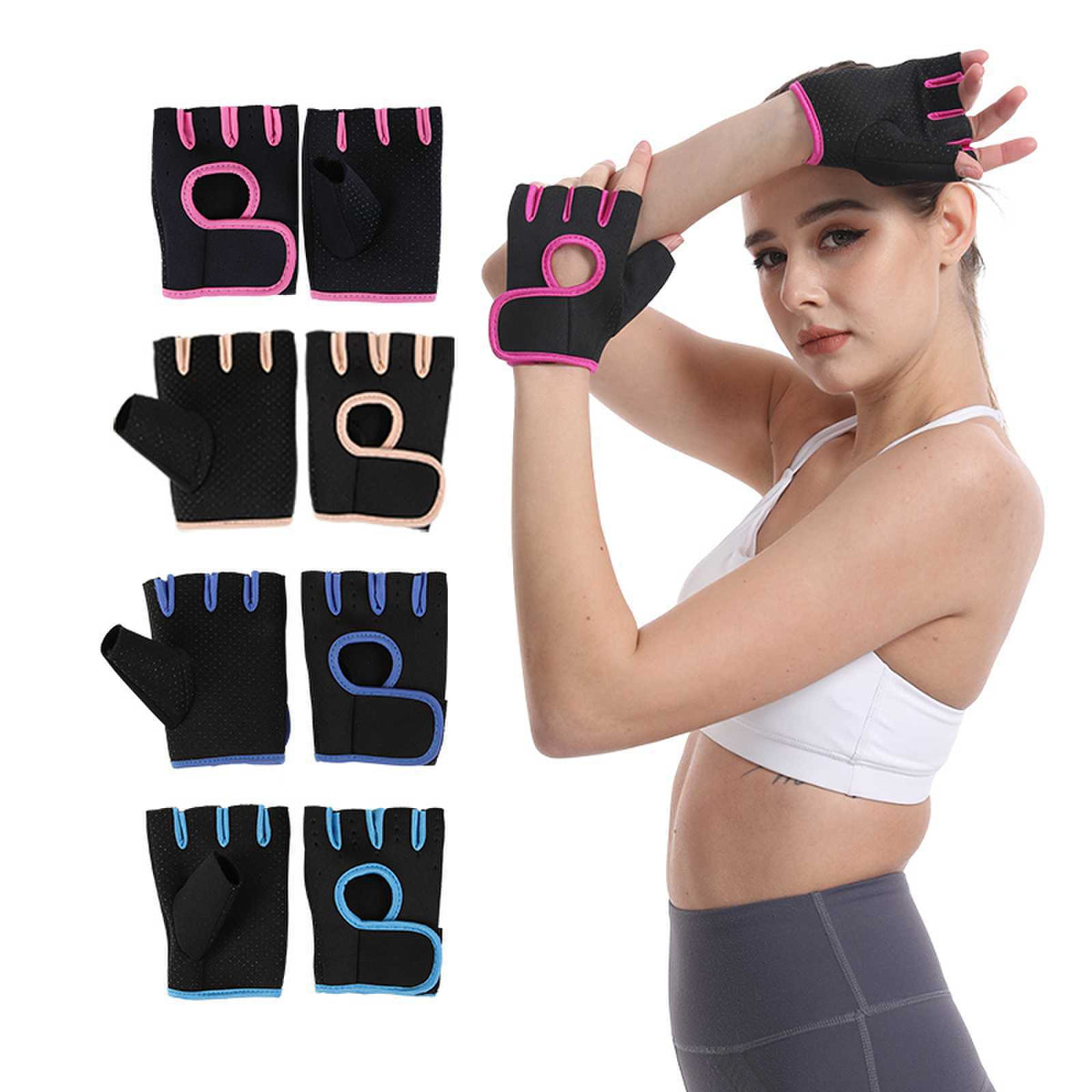 Anti-Slip Shock-Absorbing Cycling Gloves Equipment Yoga Equipment Training Sports Gloves Adult Fitness Men's and Women's Sports Gloves - image 3