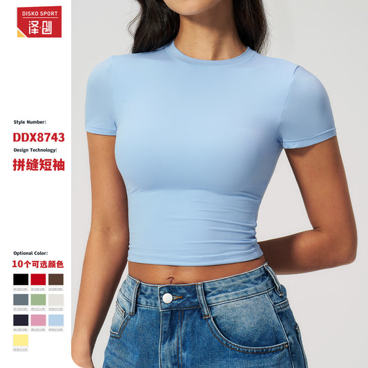 Zechuang Casual All-match Tight Quick-dry Fitness Top Yoga Clothes Running Pilates Sports T-shirt Short-sleeved 8743 - image 1