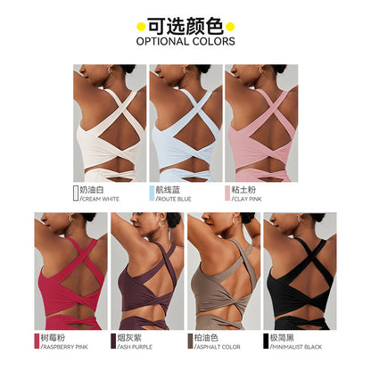 Cross-Border European and American High-Intensity Sports Bra Set for Women with Beautiful Back Design, High Elasticity, and Shock Absorption Yoga Clothing Set from Source Factory Sp550 - image 4