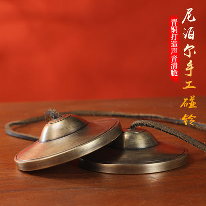 Ring Bells Nepal Handmade Bronze Ring Bells Ring Cymbals Box Yoga Meditation Ding Xia Sound Crisp Bell - image 2