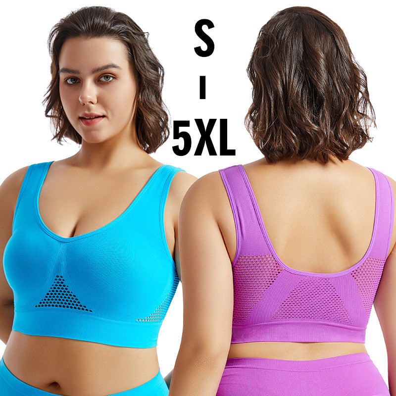 plus size Hollow-out Sexual Back Yoga Vest Thin No-cushion chubby girl No-rims Women's Gather-up Sports Bra Underwear - image 1