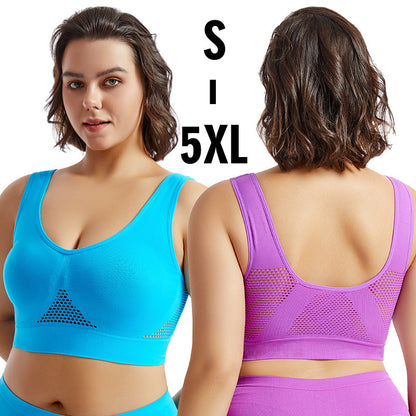 plus size Hollow-out Sexual Back Yoga Vest Thin No-cushion chubby girl No-rims Women's Gather-up Sports Bra Underwear - image 1
