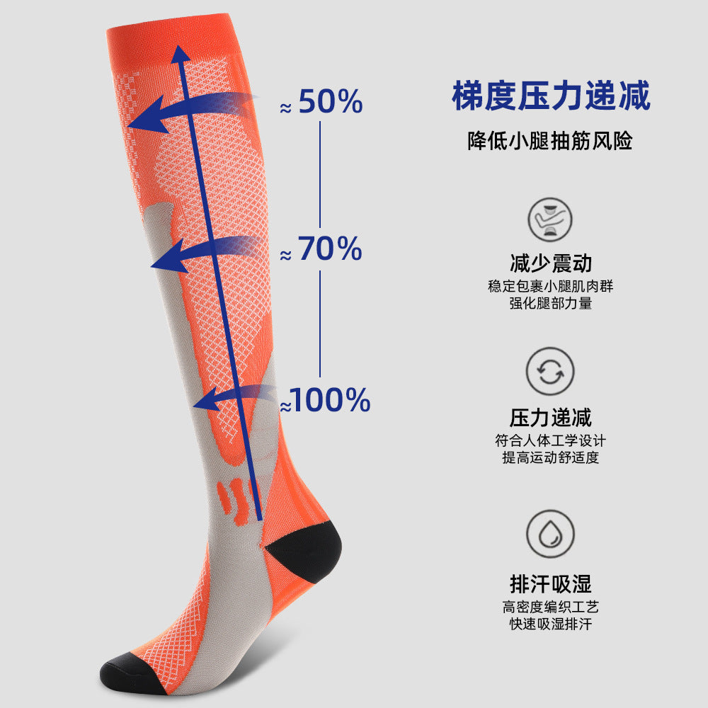 Cross-border Nylon Outdoor Fitness Compression Socks Summer Sports Calf Elastic Compression Socks Long Tube Elastic Yoga Socks - image 2