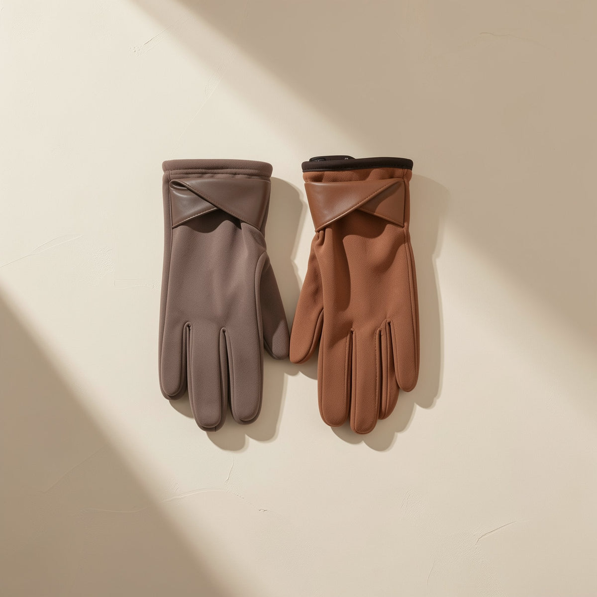 Fleece-lined winter finger gloves with a five-finger style