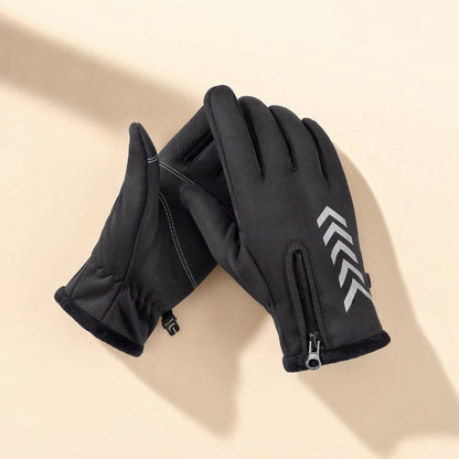 Full-finger winter cycling gloves with zipper detail - view 2