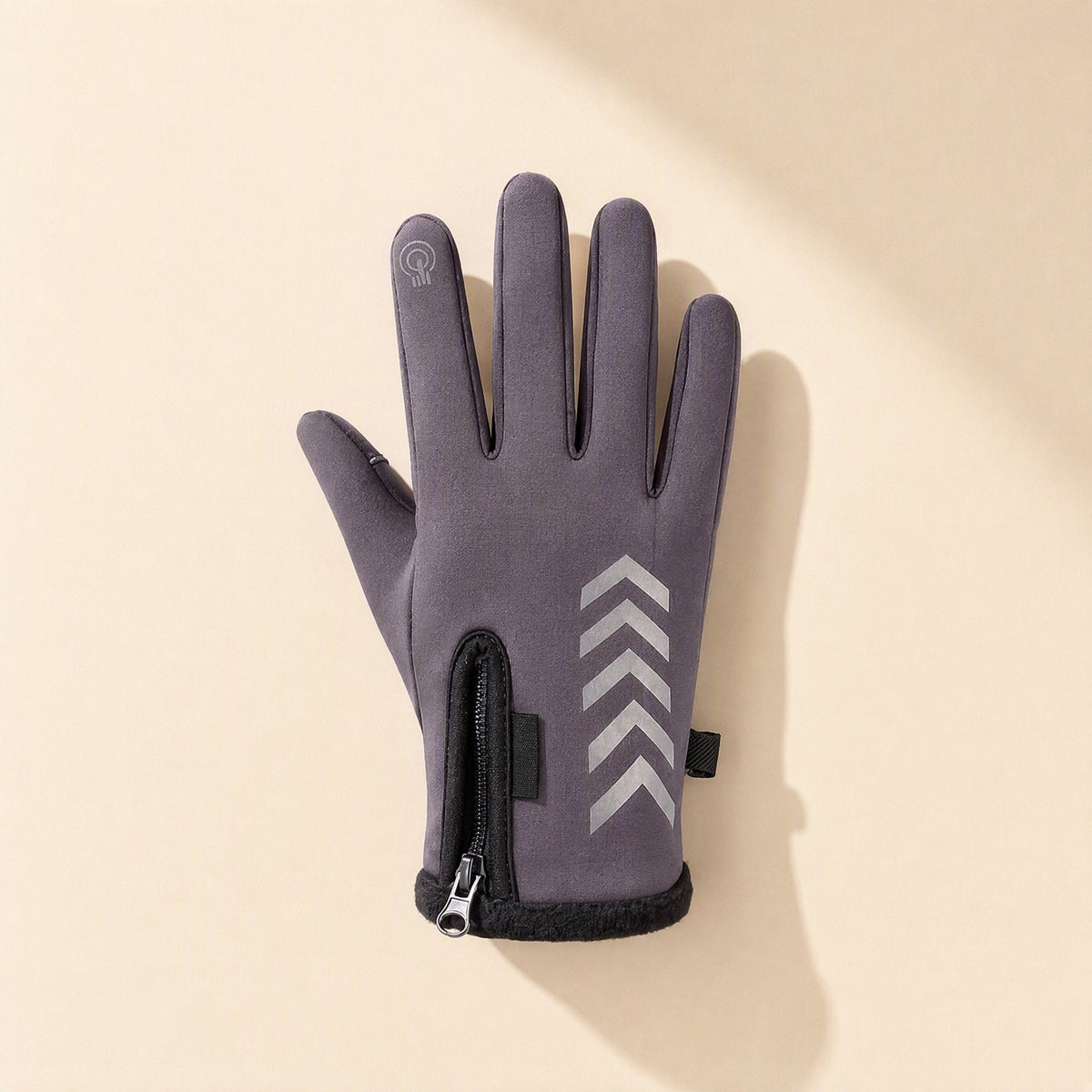 Full-finger winter cycling gloves with zipper detail - view 3