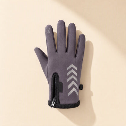 Full-finger winter cycling gloves with zipper detail - view 3