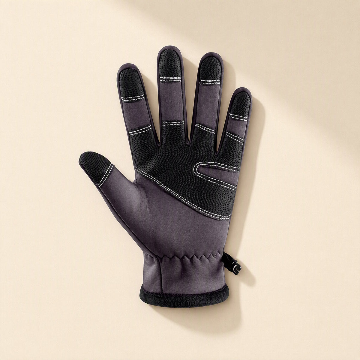 Full-finger winter cycling gloves with zipper detail - view 4