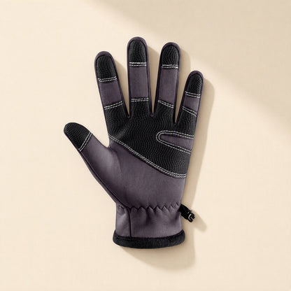Full-finger winter cycling gloves with zipper detail - view 4