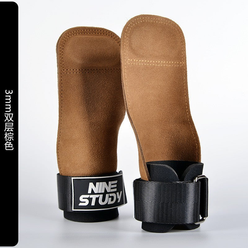 Hard Pull Booster with Cowhide Palm Men's Pull-Up Wrist Bracer Horizontal Bar Pull Back Grip with Hand Gloves Men's Fitness Gloves - image 1