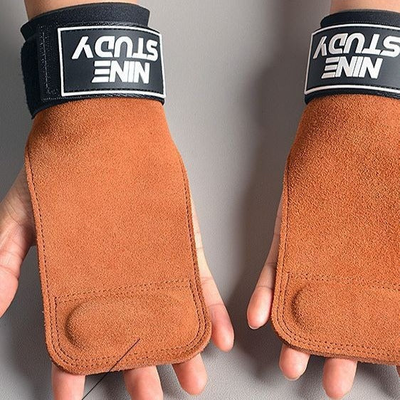Hard Pull Booster with Cowhide Palm Men's Pull-Up Wrist Bracer Horizontal Bar Pull Back Grip with Hand Gloves Men's Fitness Gloves - image 4
