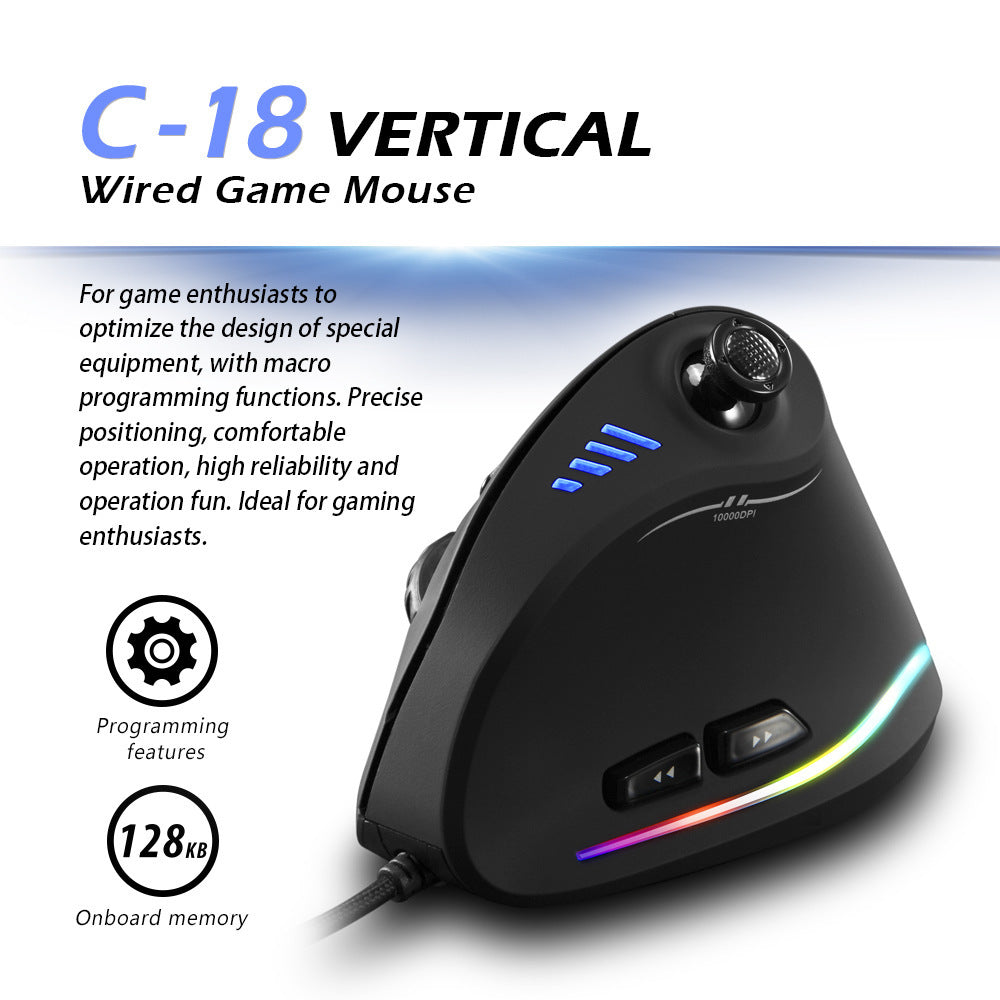 Ergonomic Rocker Vertical Gaming Mouse Special Wired Grip Custom Macro Programming Marquee - image 4