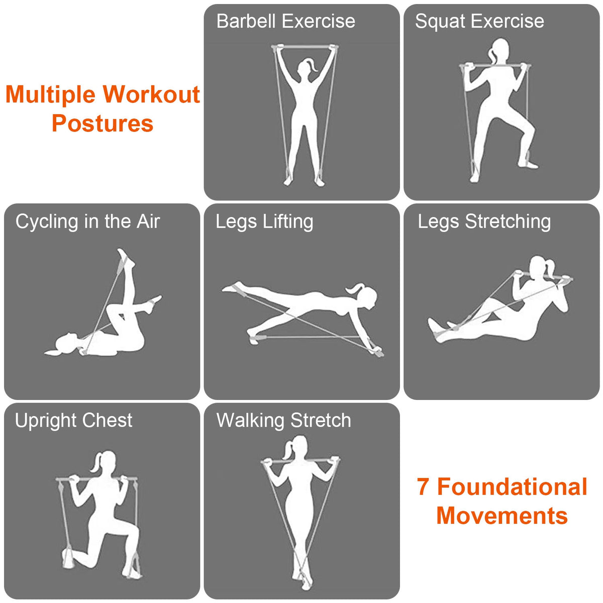 Pilates Bar with Resistance Bands Kit